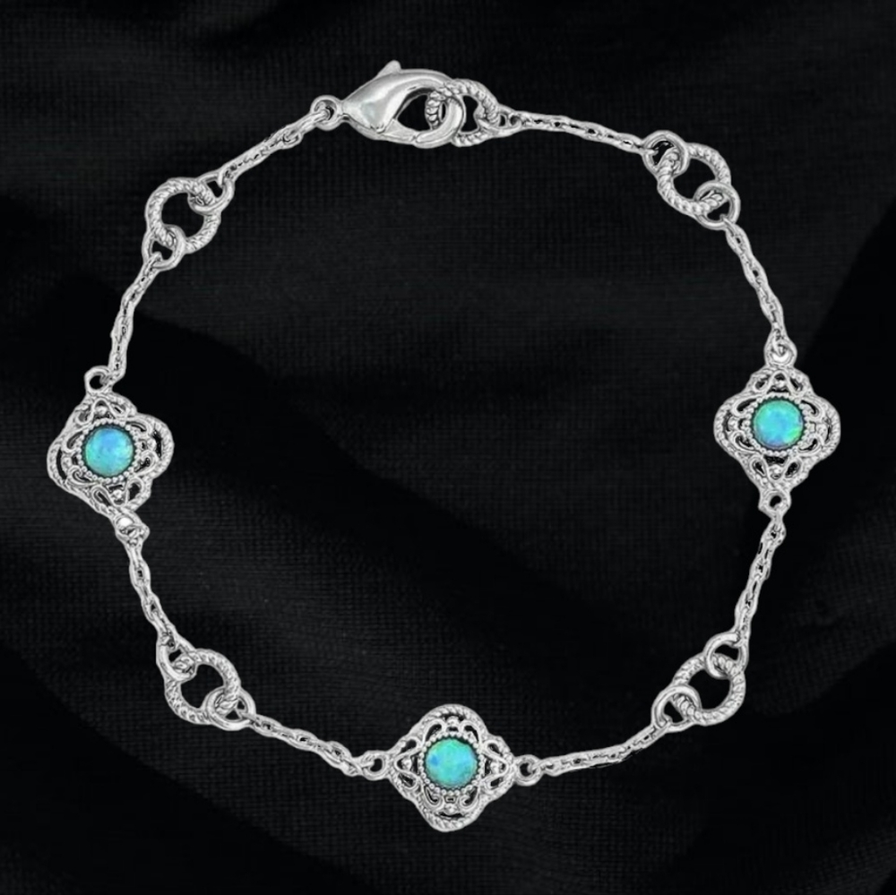 Montana Silversmiths Women's Dainty Chasing Opals Bracelet Retail $60 NEW NIB